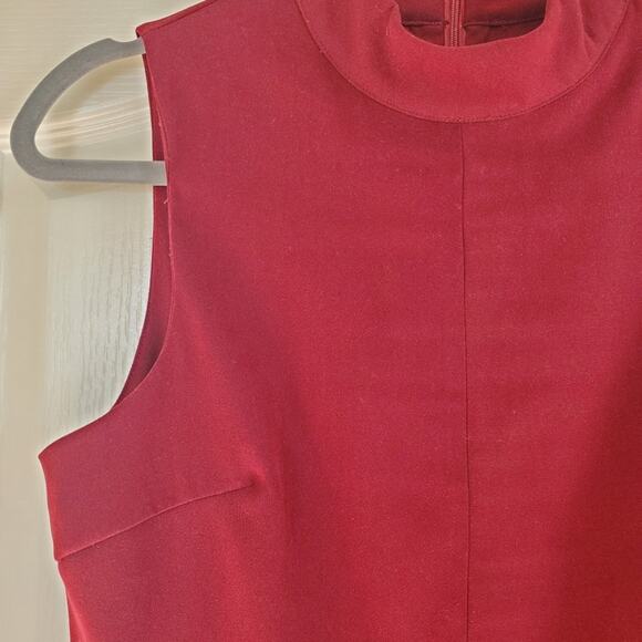 J.O.A. Los Angeles Red Zipper Pockets Soft Mock Neck Mini Dress, Size Small - Picture 3 of 8
